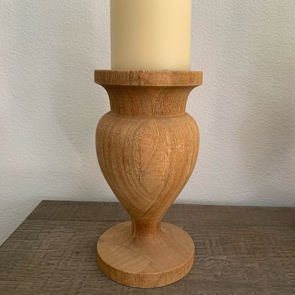 Pottery Barn wooden candle holder.